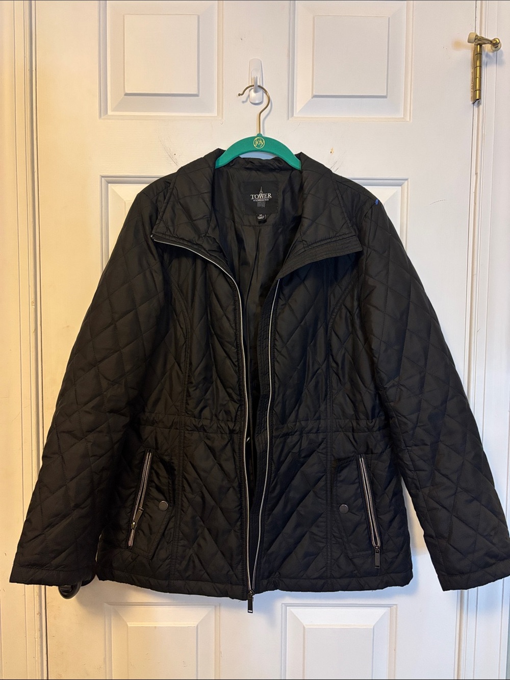 London Fog Black Diamond-Quilted Puffer Coat Jacket Size Medium M